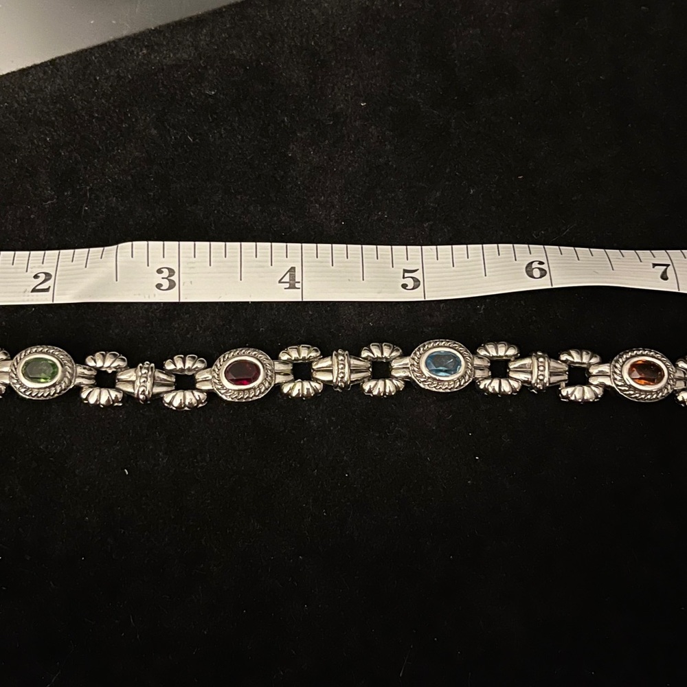 Bracelet Silver With Four Multi Colored Stones-Pr… - image 2